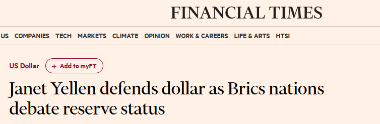 耶伦为美元的主导地位“辩护”称，各国目前很难找到一种可行的货币来取代几十年来主导贸易的美元 ...