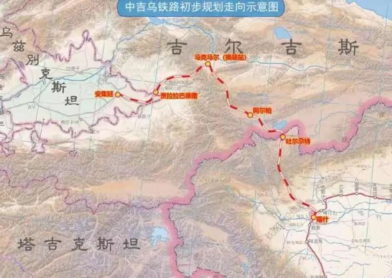 中吉乌铁路的起点是中国喀什，经过吉尔吉斯，最终抵达乌兹别克的安集延