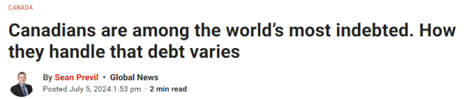 加拿大成负债人数最多的国家之一