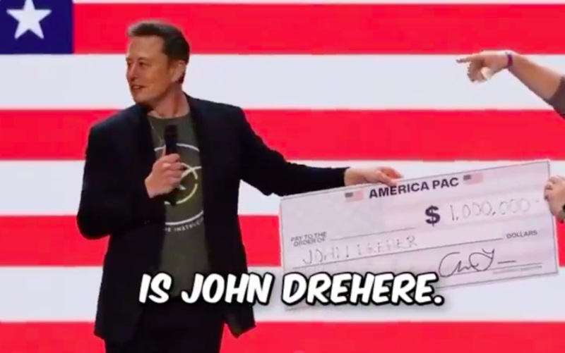 马斯克宣布随机向选民发100万美元,直到大选日