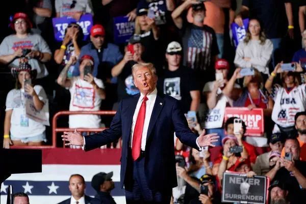 川普7月31日在宾州哈里斯堡（Harrisburg）举办造势活动