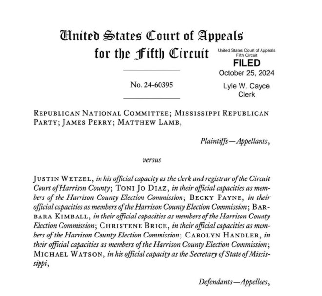 美国第五巡回上诉法院在周五做出一项裁决 只有当天或之前收到的合法选票才能被计算入内 ...