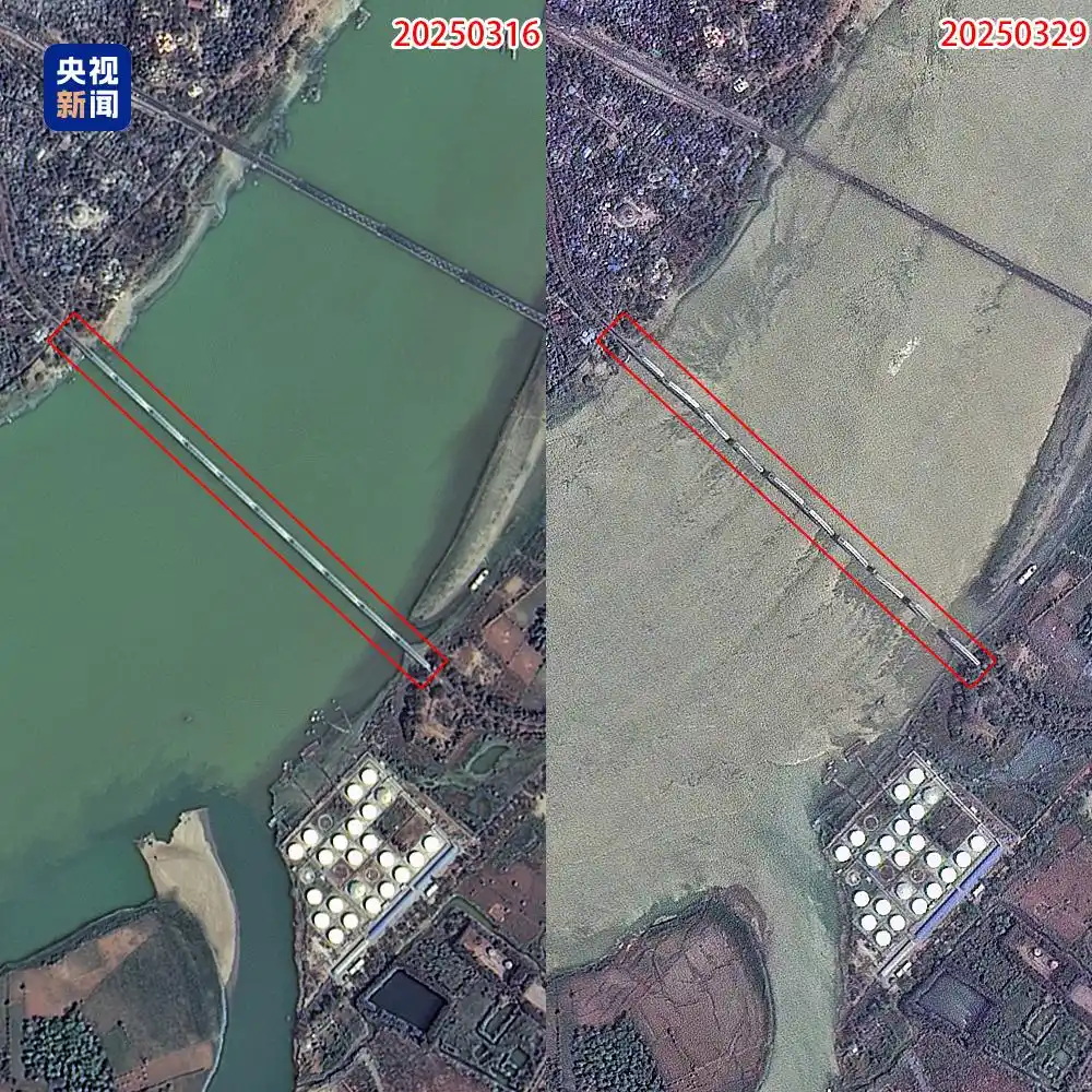 缅甸地震受灾前后光学卫星图像